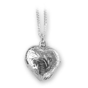 Sterling Silver Engraved Heart Locket on Chain