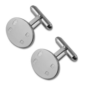 Sterling Silver Feature Hallmarks Oval Cufflinks