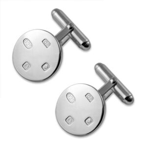 Sterling Silver Feature Hallmarks Round Cufflinks
