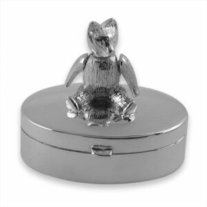 Sterling Silver Oval Moving Teddy Tooth Box