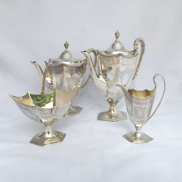 ENGLISH SILVER VICTORIAN TEA SET - Image 2