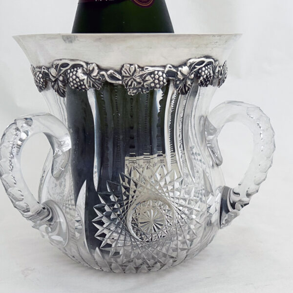 AMERICAN STERLING SILVER AND CRYSTAL WINE COOLER - Image 4