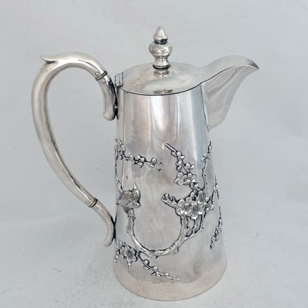 CHINESE EXPORT SILVER PLUM BLOSSOM COFFEE POT - Image 2
