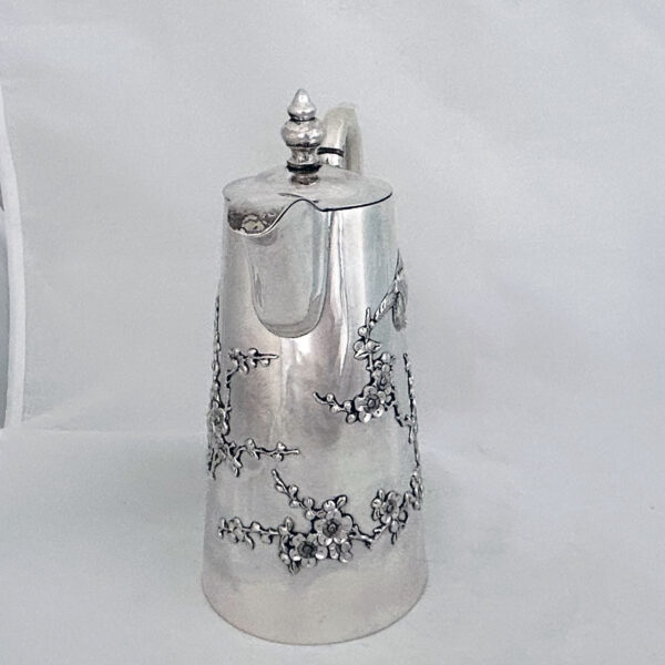 CHINESE EXPORT SILVER PLUM BLOSSOM COFFEE POT - Image 6