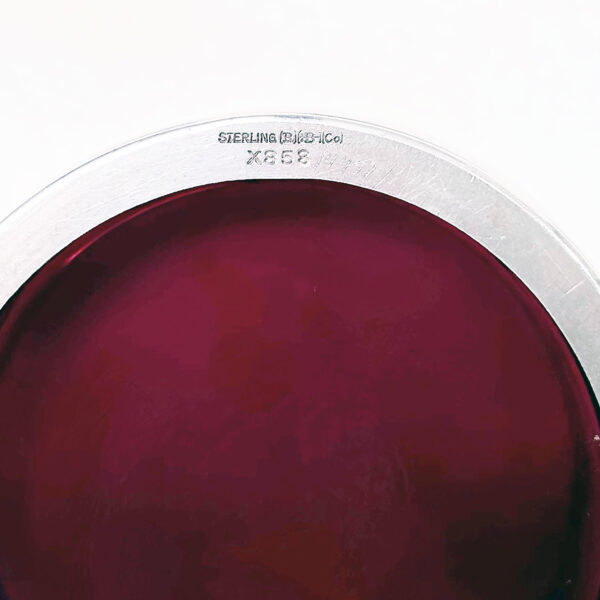 AMERICAN STERLING SILVER AND CRANBERRY GLASS HONEY POT - Image 4