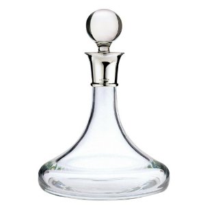 Plain Crystal Ship's Decanter with Silver Collar