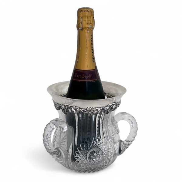 AMERICAN STERLING SILVER AND CRYSTAL WINE COOLER