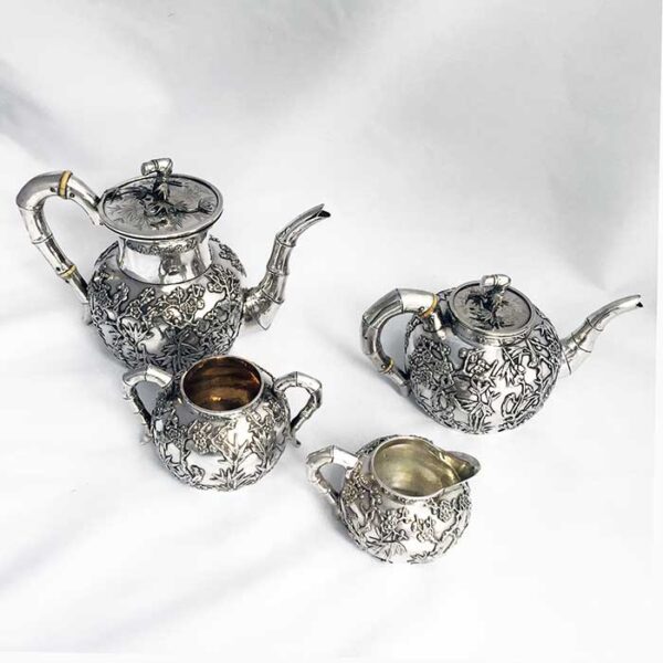 CHINESE EXPORT SILVER  FOUR PIECE TEA SET - Image 2