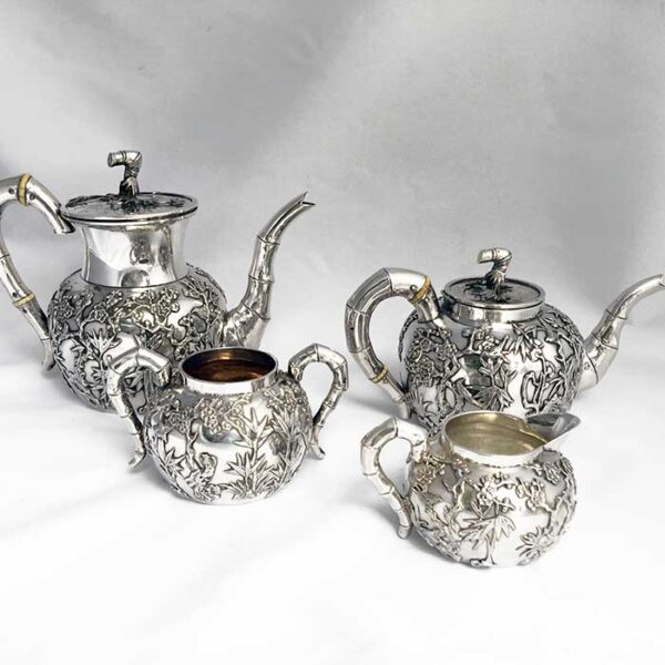 CHINESE EXPORT SILVER  FOUR PIECE TEA SET - Image 5