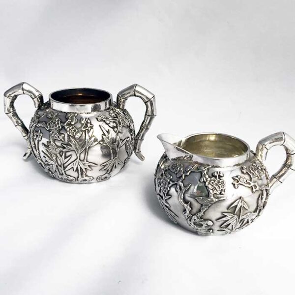 CHINESE EXPORT SILVER  FOUR PIECE TEA SET - Image 6