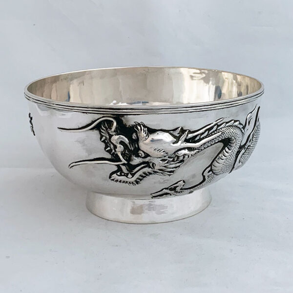 CHINESE EXPORT SILVER DRAGON BOWL - Image 6