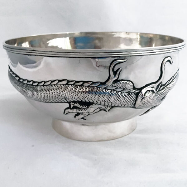 CHINESE EXPORT SILVER DRAGON BOWL - Image 2
