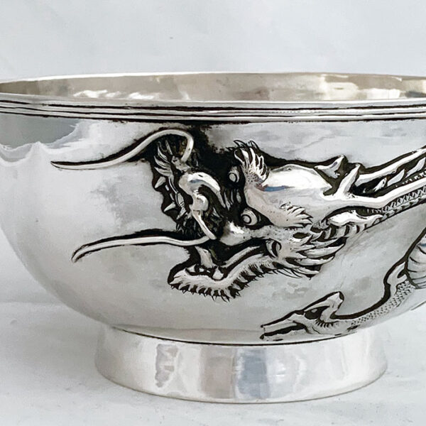 CHINESE EXPORT SILVER DRAGON BOWL - Image 3