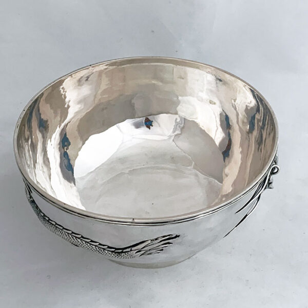 CHINESE EXPORT SILVER DRAGON BOWL - Image 4