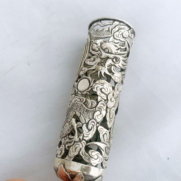 CHINESE EXPORT SILVER VASES/CANDLESTICKS - Image 6