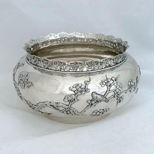 CHINESE EXPORT SILVER PLUM BOWL - Image 2