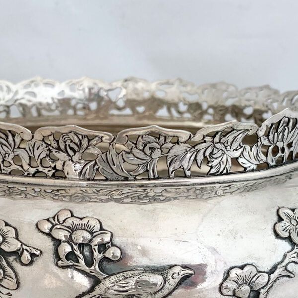 CHINESE EXPORT SILVER PLUM BOWL - Image 3