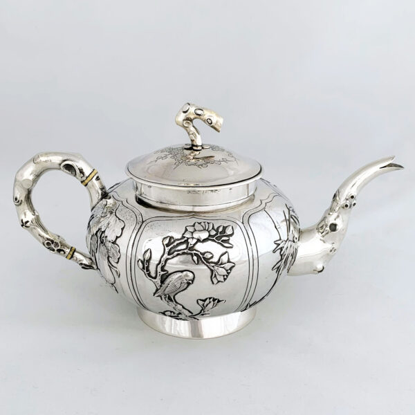 CHINESE EXPORT SILVER TEA SET - Image 4