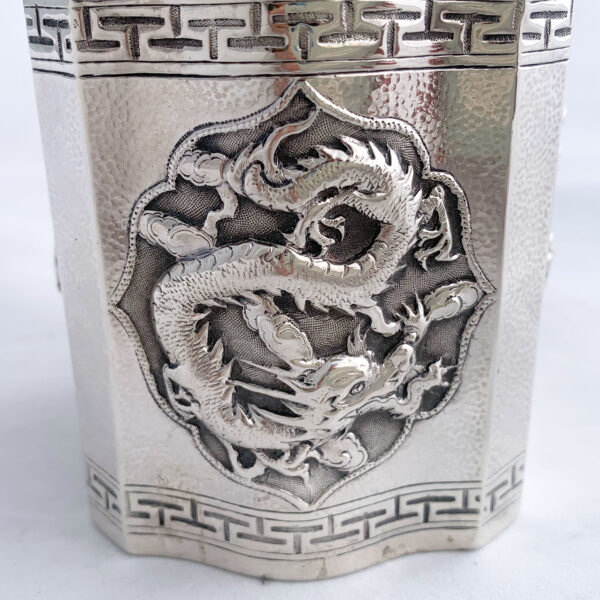 CHINESE EXPORT SILVER TEA CADDY - Image 3