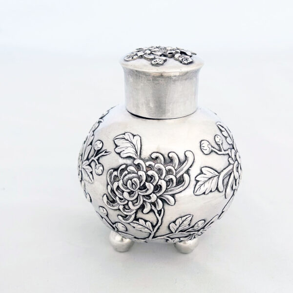 CHINESE EXPORT SILVER TEA CADDY - Image 2