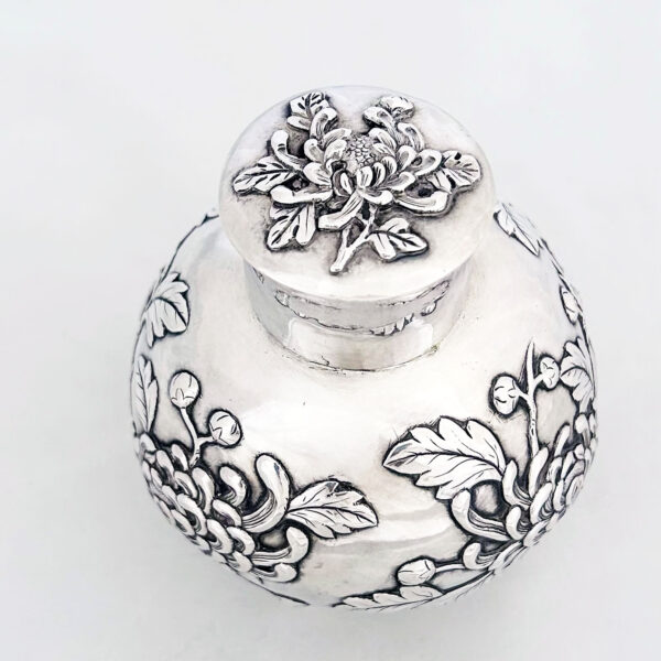 CHINESE EXPORT SILVER TEA CADDY - Image 5