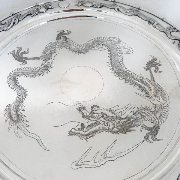 CHINESE EXPORT SILVER SALVER - Image 3