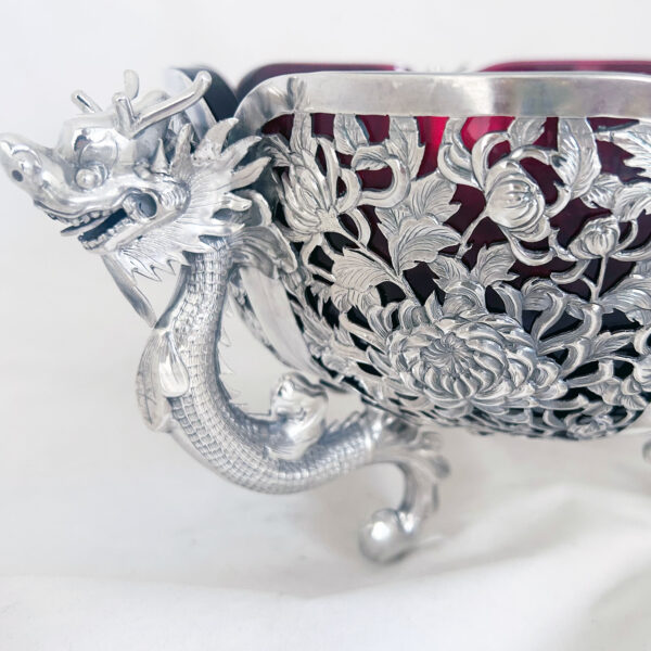 CHINESE EXPORT SILVER SHAPED BOWL - Image 2
