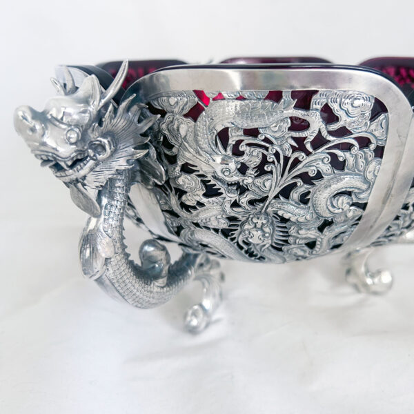 CHINESE EXPORT SILVER SHAPED BOWL - Image 3