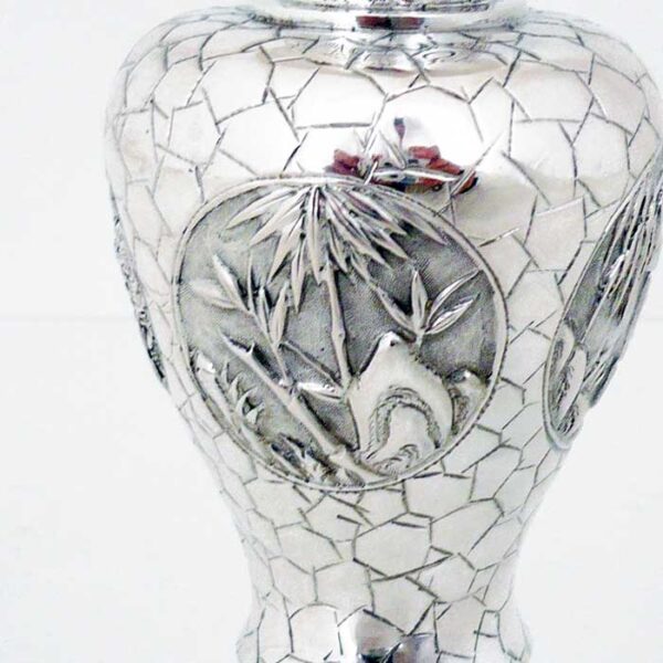CHINESE EXPORT SILVER  VASE - Image 2