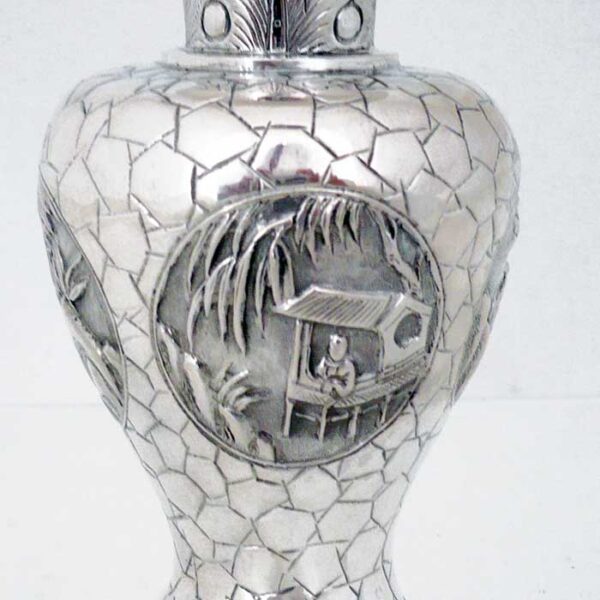 CHINESE EXPORT SILVER  VASE - Image 3