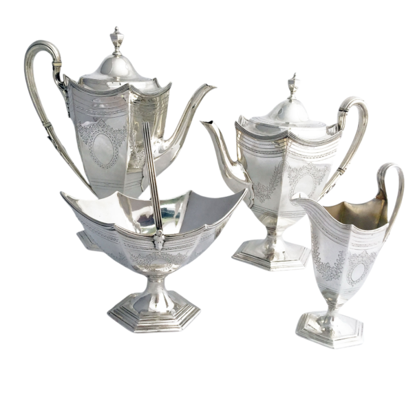 ENGLISH SILVER VICTORIAN TEA SET