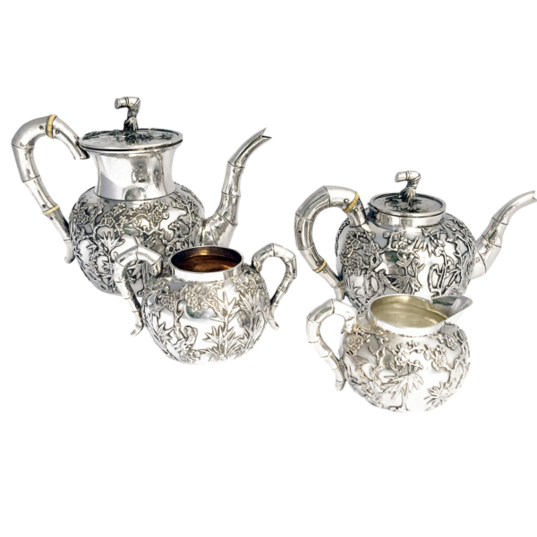 CHINESE EXPORT SILVER  FOUR PIECE TEA SET