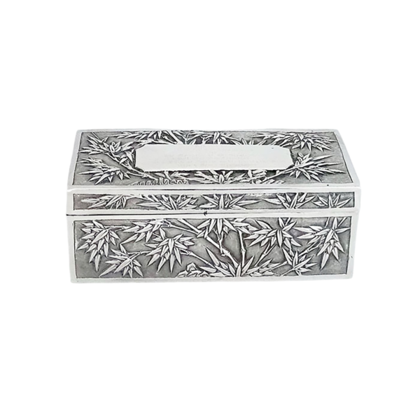 CHINESE EXPORT SILVER BAMBOO BOX