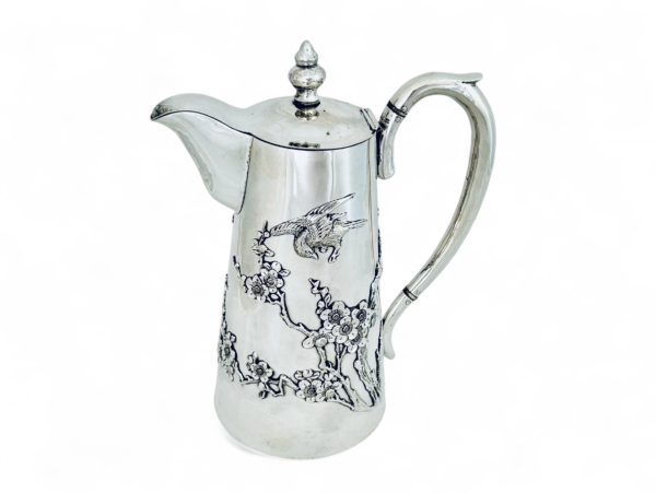 CHINESE EXPORT SILVER PLUM BLOSSOM COFFEE POT