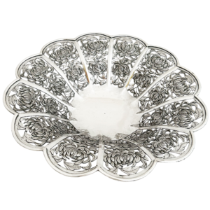 LARGE CHINESE EXPORT SILVER PETAL DISH